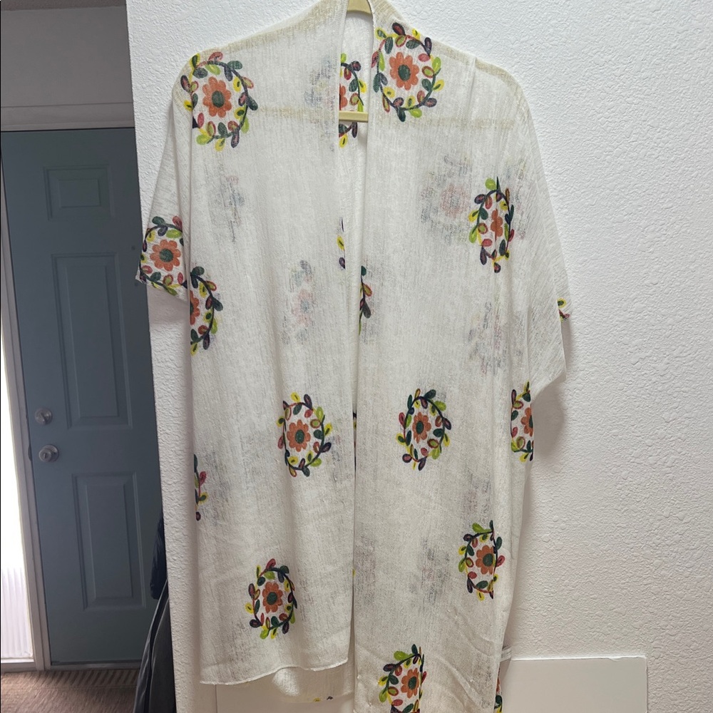 Floral Embroidered Sheer Kimono